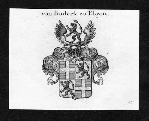Von Bodeck zu Elgau - Bodeck Bodecker von Ellgau Wappen Adel coat of arms Kupferstich  heraldry Heraldik
