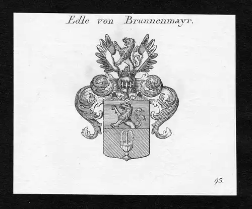 Edle von Brunnenmayr - Brunnenmayr Wappen Adel coat of arms Kupferstich  heraldry Heraldik