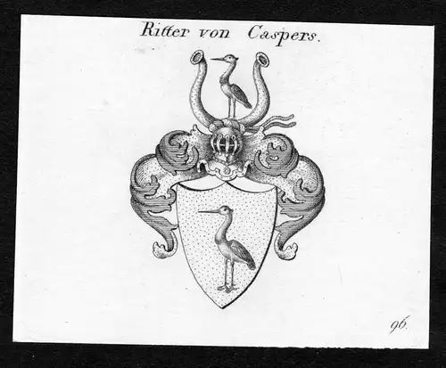 Ritter von Caspers - Caspers Wappen Adel coat of arms Kupferstich  heraldry Heraldik