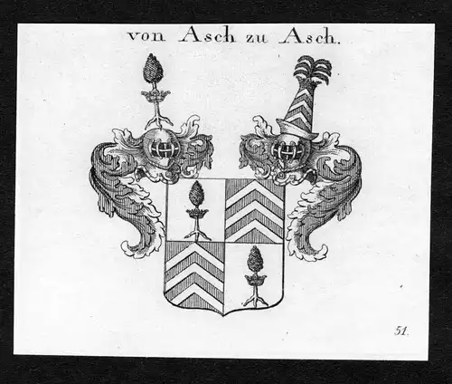 Von Asch zu Asch - Asch zu Asch Wappen Adel coat of arms Kupferstich  heraldry Heraldik