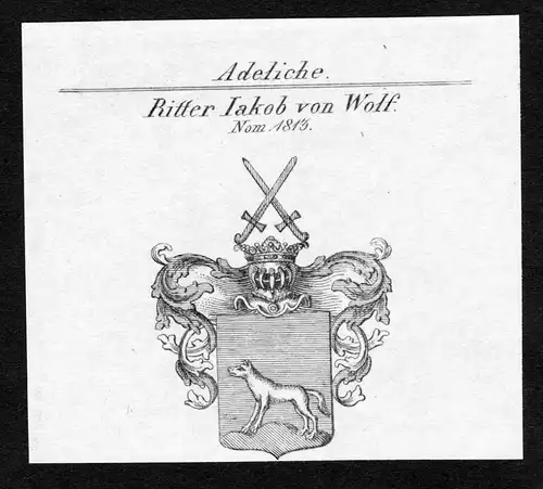 Ritter Iakob von Wolf - Jakob von Wolf Wolff Wappen Adel coat of arms Kupferstich  heraldry Heraldik