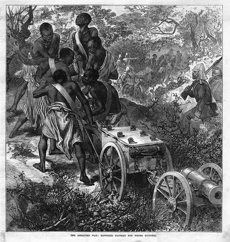 The Ashantee war: howitzer battery for Negro gunners. / Ashanti / Krieg / Kanone / African American
