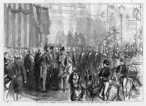 The shah in Paris: Reception at the Arc de Triomphe by the prefect of the seine and municipal council. / Franc