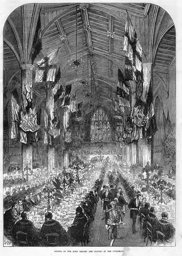 Dinner of the lord mayors and mayors in the guildhall. / Bürgermeister / Abendessen / London / England
