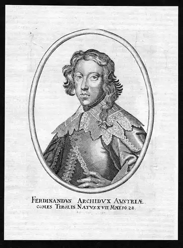 Ferdinandus archidux Austriae - Ferdinand Karl Österreich Portrait Kupferstich