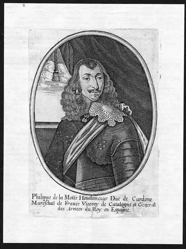 Philippe de la Motte Houdancour - Philippe de La Mothe-Houdancourt (1605-1657) Portrait Kupferstich gravure