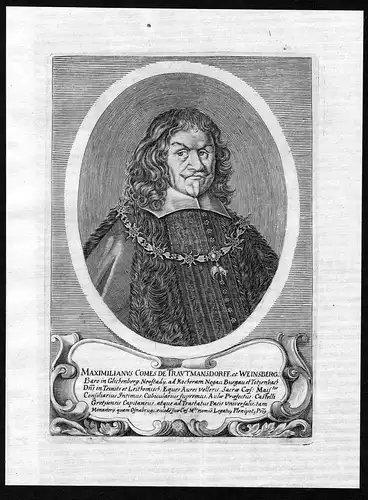 Maximilianus comes de Trautmansdorff - Maximilian von und zu Trauttmansdorff Portrait Kupferstich