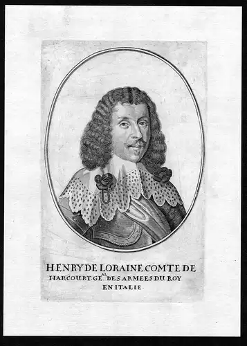 Henry de Loraine comte de Harcourt - Henri de Lorraine comte d’Harcourt gravure Portrait Kupferstich