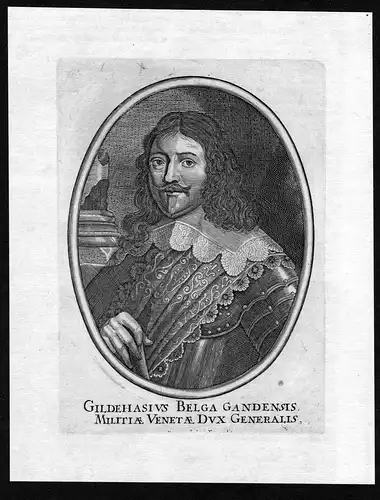 Gildehasius Belga Gandensis - Gillis de Haes Gent gravure General Portrait Kupferstich