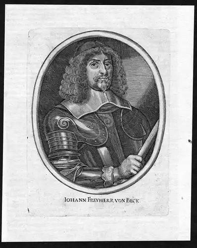 Iohann Freyherr von Beck - Jean de Beck duche de Luxembourg Portrait gravure Kupferstich