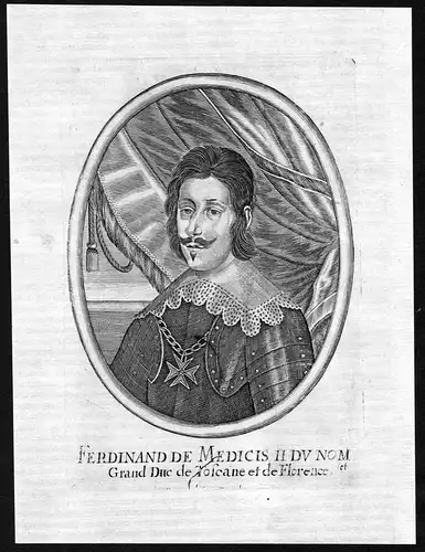 Ferdinand de Medicis II - Ferdinando II. de’ Medici incisione Portrait Kupferstich