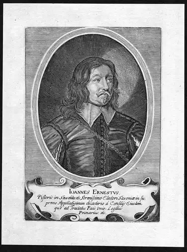 Ioannes Ernestus - Johann Ernst Sachsen Hirschstein Portrait Kupferstich
