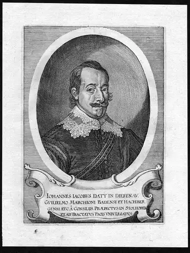 Iohannes Iacobus Datt in Diefenau - Johannes Jacob Datt von Diefenau Portrait Kupferstich