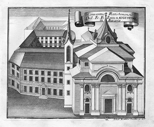 Conventus Ratisbonensis - Augustinerkloster Regensburg Augustiner Kloster Kupferstich