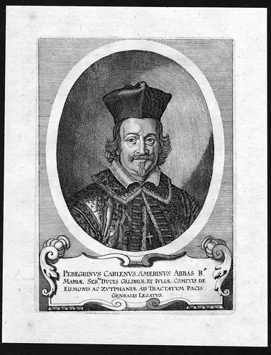 Peregrinus Carlenus Amerinus - Carlenus Peregrinus Aymeries gravure Portrait Kupferstich