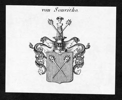 Von Sonvicho - Sonvicho Wappen Adel coat of arms Kupferstich  heraldry Heraldik