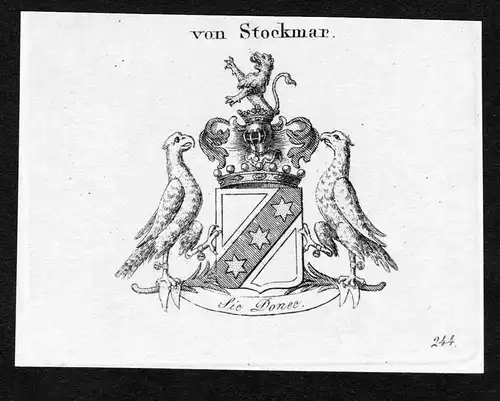 Von Stockmar - Stockmar Wappen Adel coat of arms Kupferstich antique print heraldry Heraldik