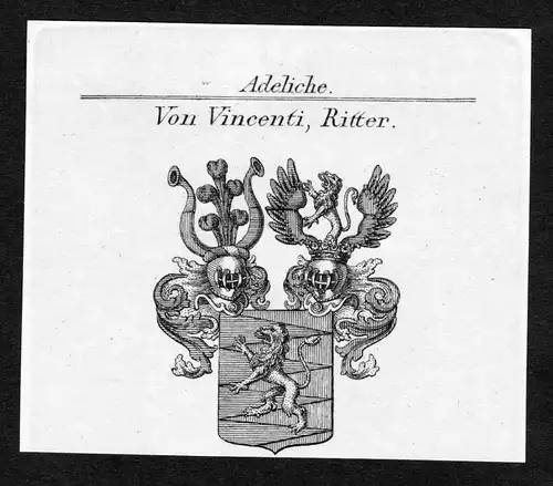 Von Vincenti, Ritter - Vincenti Wappen Adel coat of arms Kupferstich  heraldry Heraldik