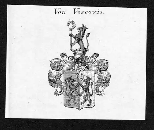 Von Vescovis - Vescovis Wappen Adel coat of arms Kupferstich  heraldry Heraldik
