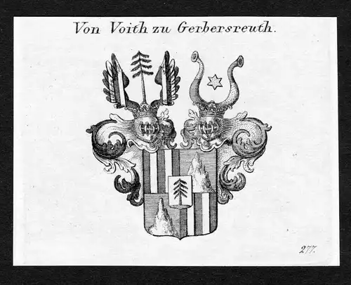 Von Voith zu Gerbersreuth - Voith Gerbersreuth Wappen Adel coat of arms Kupferstich  heraldry Heraldik