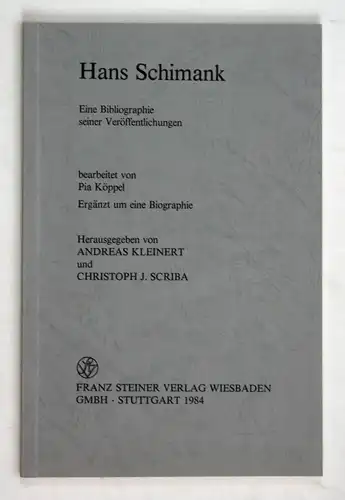 Hans Schimank - Eine Bibliographie seiner Veröffentlichungen.