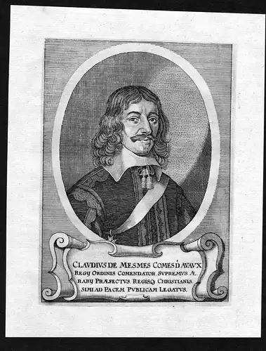 Claudius de Mesmes - Claude de Mesmes comte d’Avaux Portrait Kupferstich gravure