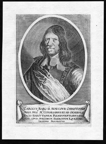 Carolus Baro d'Avaucour - Charles d’Avaugour gravure Diplomat Portrait Kupferstich