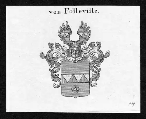 Von Folleville - Folleville Wappen Adel coat of arms Kupferstich  heraldry Heraldik