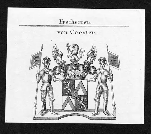 Von Coester - Coester Wappen Adel coat of arms Kupferstich  heraldry Heraldik