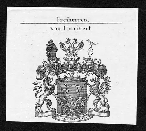 Von Cunibert - Cunibert Wappen Adel coat of arms Kupferstich  heraldry Heraldik