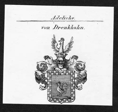 Von Drenkhahn - Drenkhahn Wappen Adel coat of arms Kupferstich  heraldry Heraldik