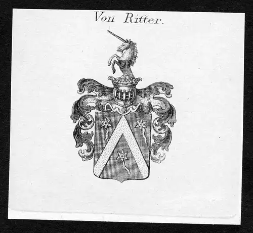 Von Ritter - Ritter Wappen Adel coat of arms Kupferstich  heraldry Heraldik