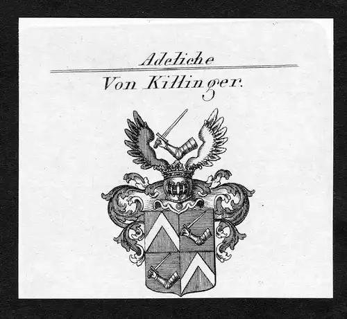 Von Killinger - Killinger Wappen Adel coat of arms Kupferstich  heraldry Heraldik
