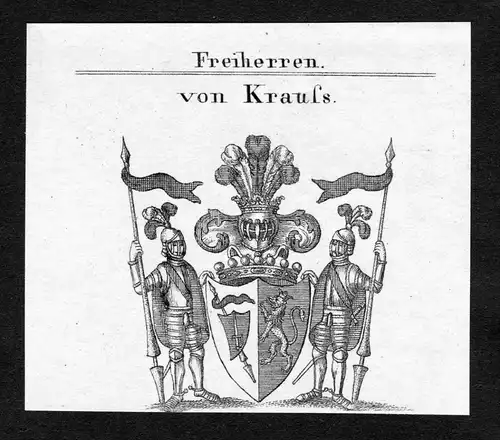 Von Krauss - Krauß Krauss Wappen Adel coat of arms Kupferstich  heraldry Heraldik