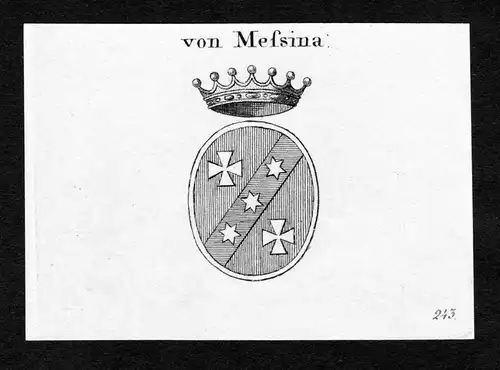 Von Messina - Messina Wappen Adel coat of arms Kupferstich  heraldry Heraldik