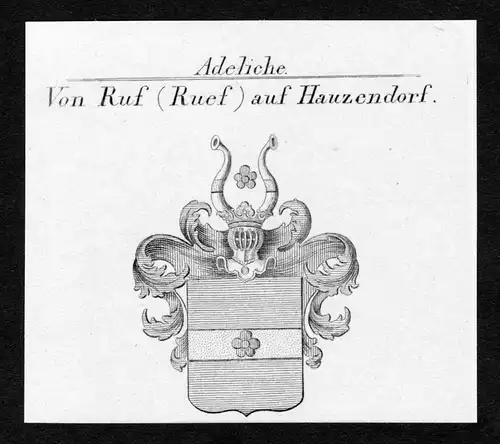 Von Ruf (Ruef) auf Hauzendorf - Ruf Ruef auf Hauzendorf Wappen Adel coat of arms Kupferstich  heraldry Heraldi