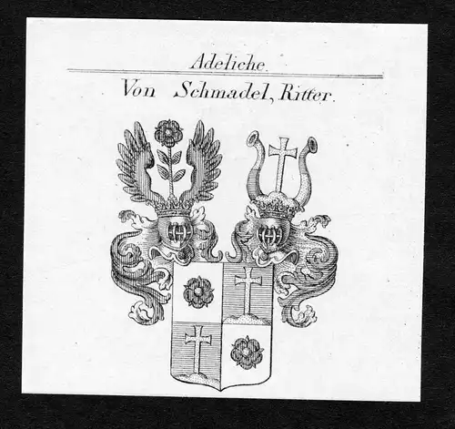 Von Schmadel, Ritter - Schmadel Wappen Adel coat of arms Kupferstich  heraldry Heraldik