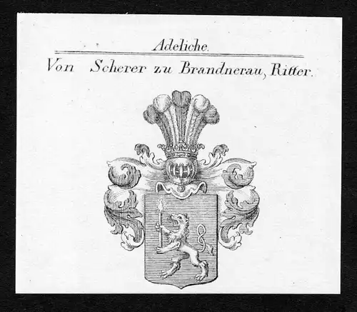 Von Scherer zu Brandnerau, Ritter - Scherer von Brandnerau Wappen Adel coat of arms Kupferstich  heraldry Hera