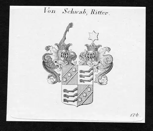 Von Schwab, Ritter - Schwab Wappen Adel coat of arms Kupferstich  heraldry Heraldik