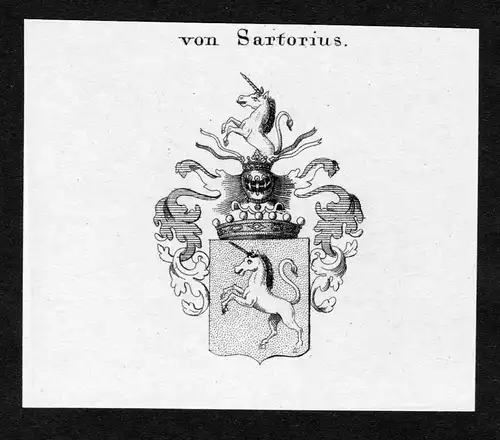 Von Sartorius - Sartorius Wappen Adel coat of arms Kupferstich  heraldry Heraldik