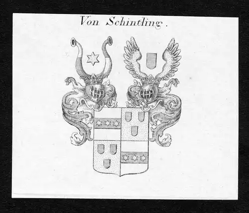 Von Schintling - Schintling Wappen Adel coat of arms Kupferstich  heraldry Heraldik