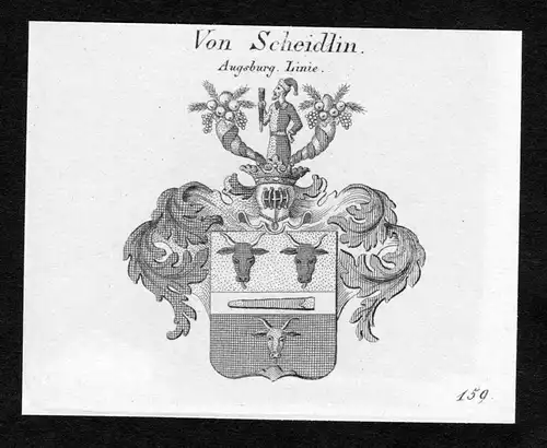 Von Scheidlin - Scheidlin Schaitler Scheitlin Schytlin Wappen Adel coat of arms Kupferstich  heraldry Heraldik