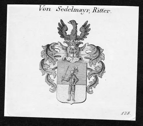 Von Sedelmayr, Ritter - Sedelmayr Wappen Adel coat of arms Kupferstich  heraldry Heraldik