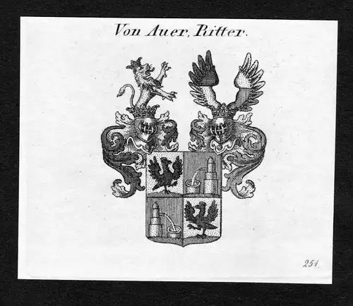 Von Auer, Ritter - Auer Wappen Adel coat of arms Kupferstich  heraldry Heraldik