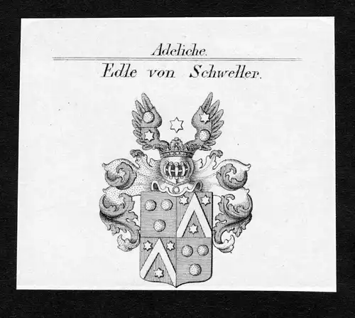 Edle von Schweller - Schweller Wappen Adel coat of arms Kupferstich antique print heraldry Heraldik