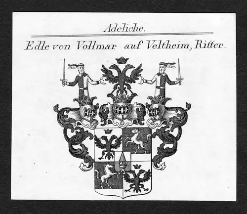 Edle von Vollmar auf Veltheim, Ritter - Vollmar auf Veltheim Wappen Adel coat of arms Kupferstich  heraldry He