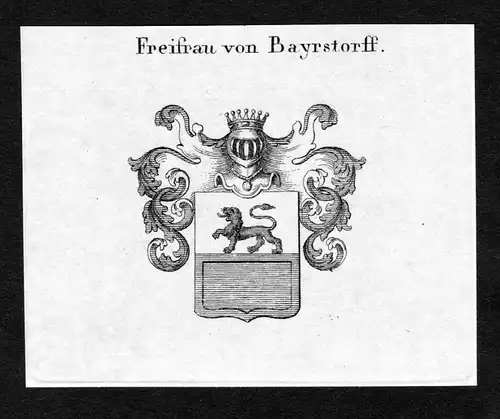 Freifrau von Bayrstorff - Bayrstorff Wappen Adel coat of arms Kupferstich  heraldry Heraldik