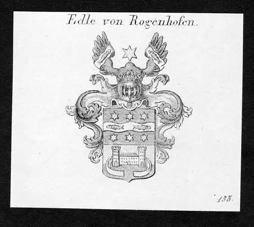 Edle von Rogenhofen - Rogenhofen Wappen Adel coat of arms Kupferstich  heraldry Heraldik