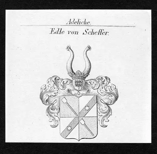 Edle von Scheffer - Scheffer Wappen Adel coat of arms Kupferstich  heraldry Heraldik