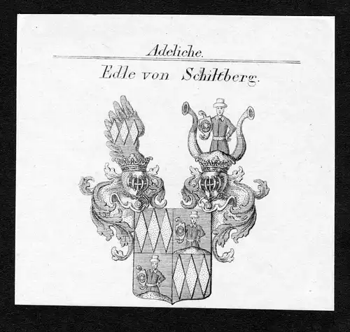 Edle von Schiltberg - Schiltberg Wappen Adel coat of arms Kupferstich  heraldry Heraldik